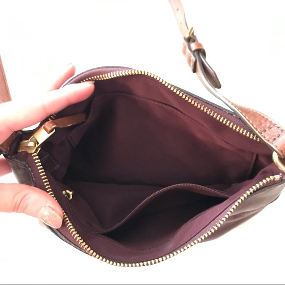 Fossil Burgundy Leather Purse with Brown Strap - Picture 6 of 9